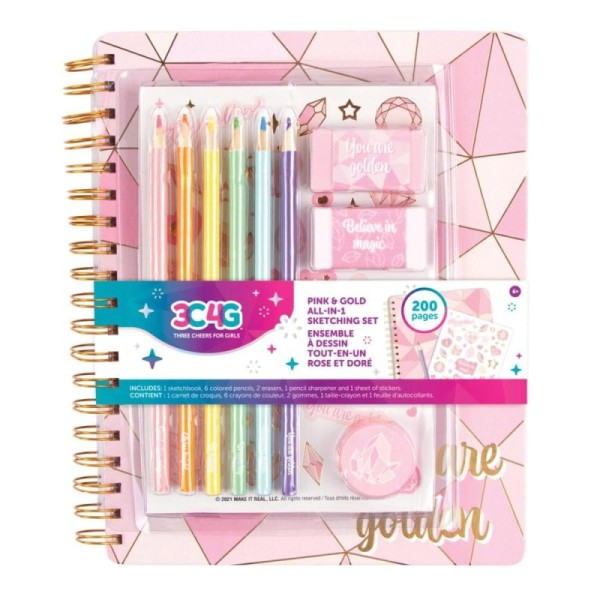 Pink & Gold All-In-1 Sketching Set - Jouet creatif