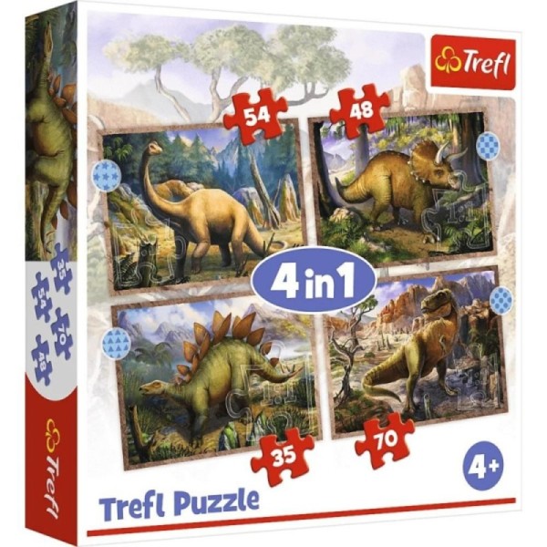 puzzles  4in1  interesting dinosaurs  trefl  34383