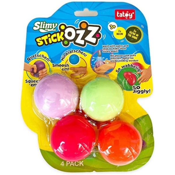 Slimy Stick Ozz - Pack de 4 - 2 Neon / 2 Glow in the Dark 53300