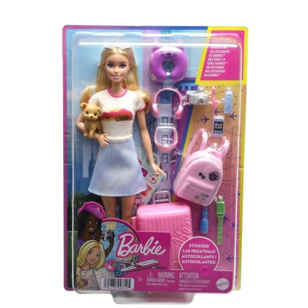 Barbie Coffret Poupée Malibu en Voyage MTHJY18