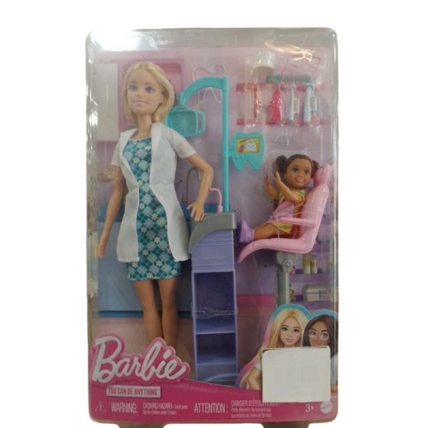 Barbie Métiers Coffret Dentiste Avec 2 Poupées, Fauteuil De Dentiste M