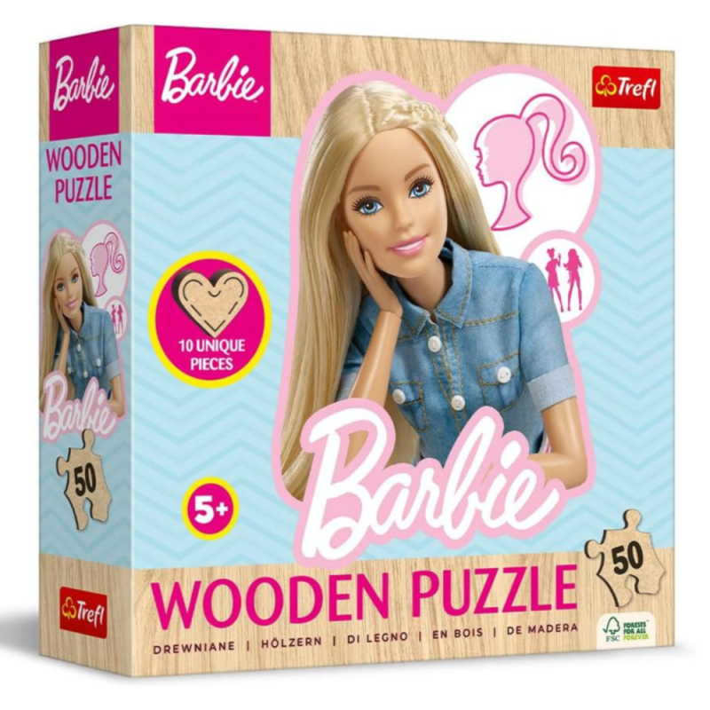 Puzzles 50 Wooden Contour Puzzle Mattel Barbie 20282