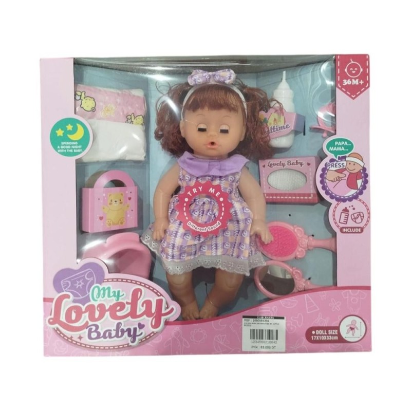 poupee avec accessoires en coffret 8033D2