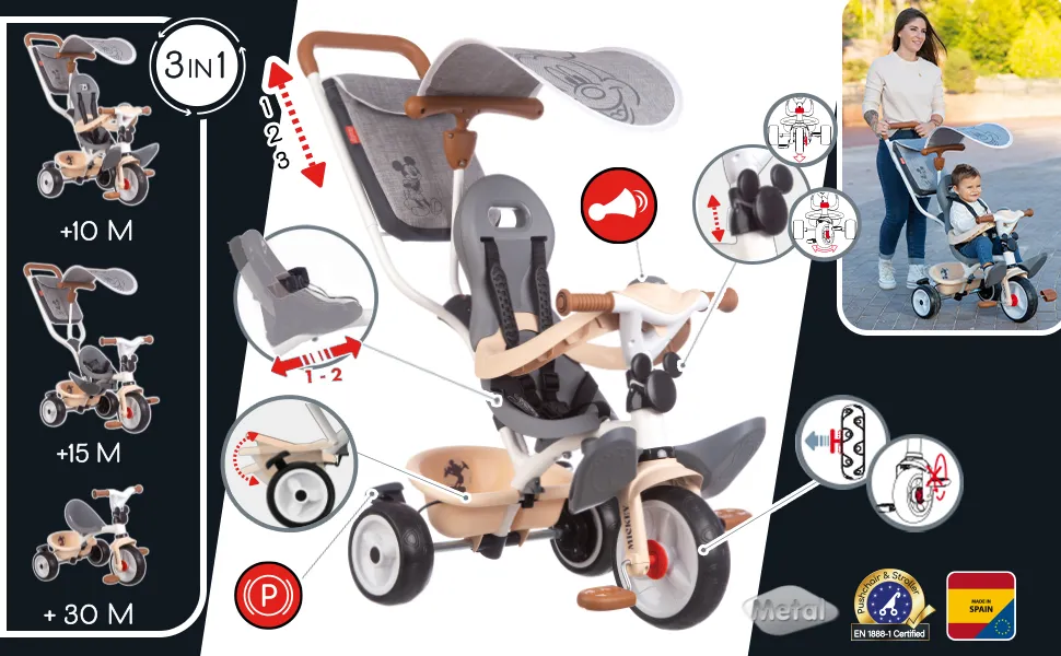 Tricycle Baby Balade plus Mickey 741402