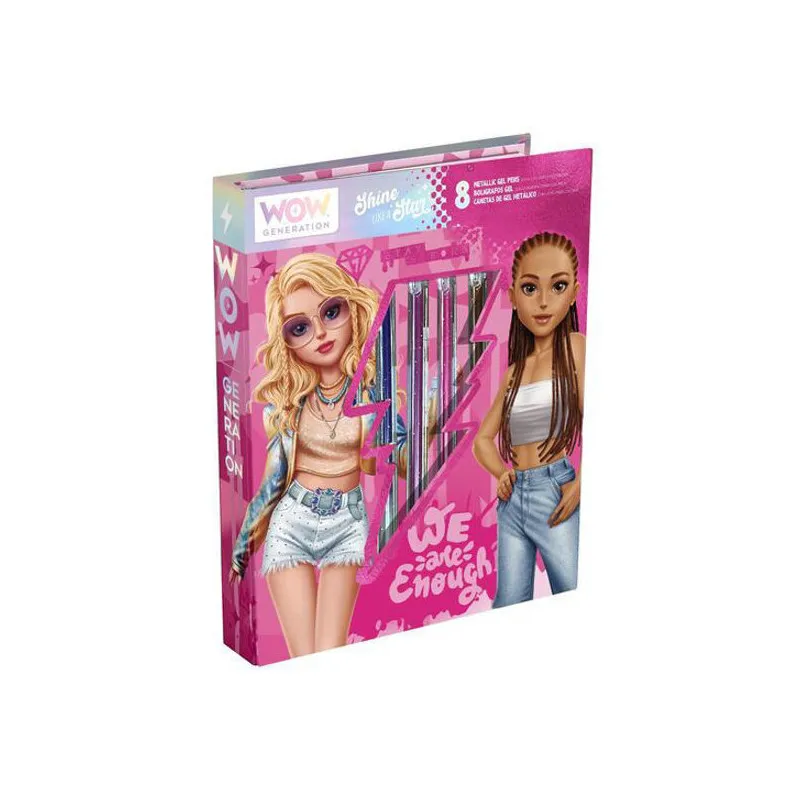 carnet de coloriage avec 8 stylos gel métalliques WOW00143