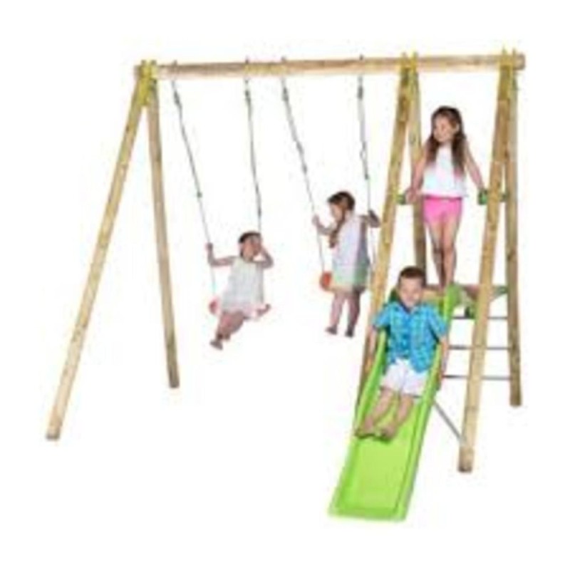 [1650566402] Portique en bois  avec toboggan   2.30m J 16595P4