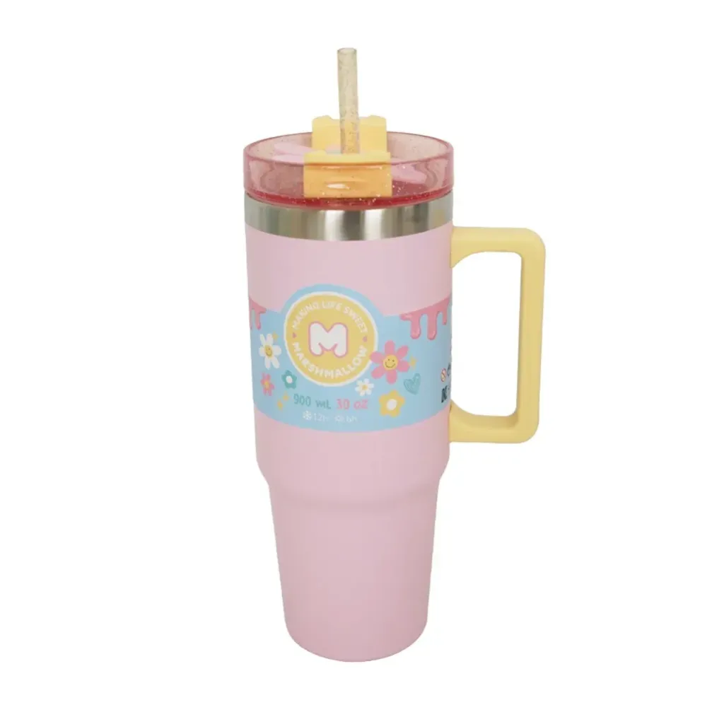 [1650568885] Mug MARSHMALLOW Pailleté Avec Paille, 920ml -  65799