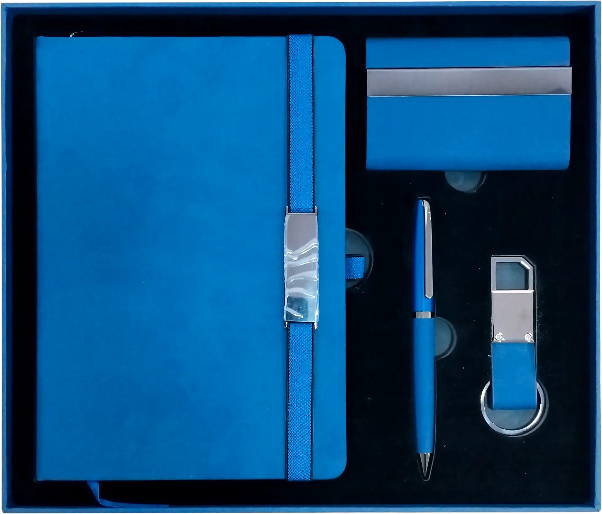 coffret notebook  avec porte clés ,stylo et porte carte